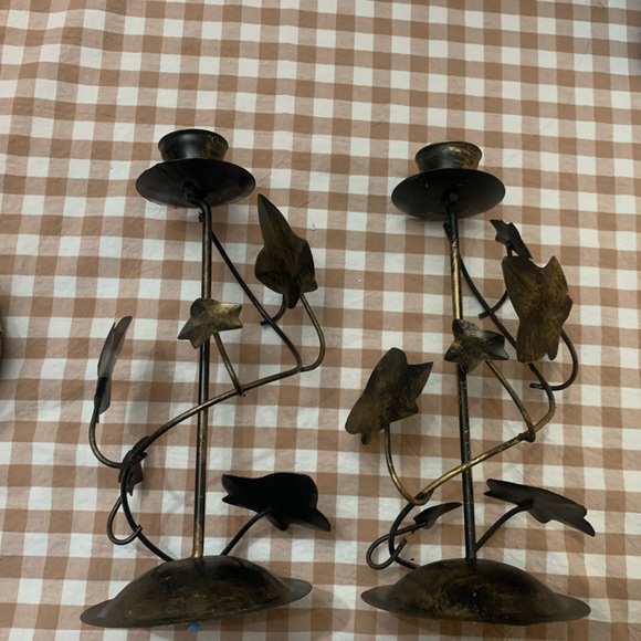 None Other - Artistic Black and Gold Candle Holders